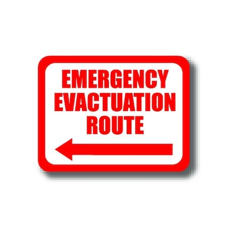 Ergomat 12in x 9in RECTANGLE SIGNS - Emergency Evacuation Route DSV-SIGN 108 #0306 -UEN